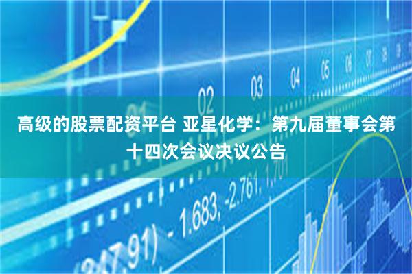 高级的股票配资平台 亚星化学：第九届董事会第十四次会议决议公告